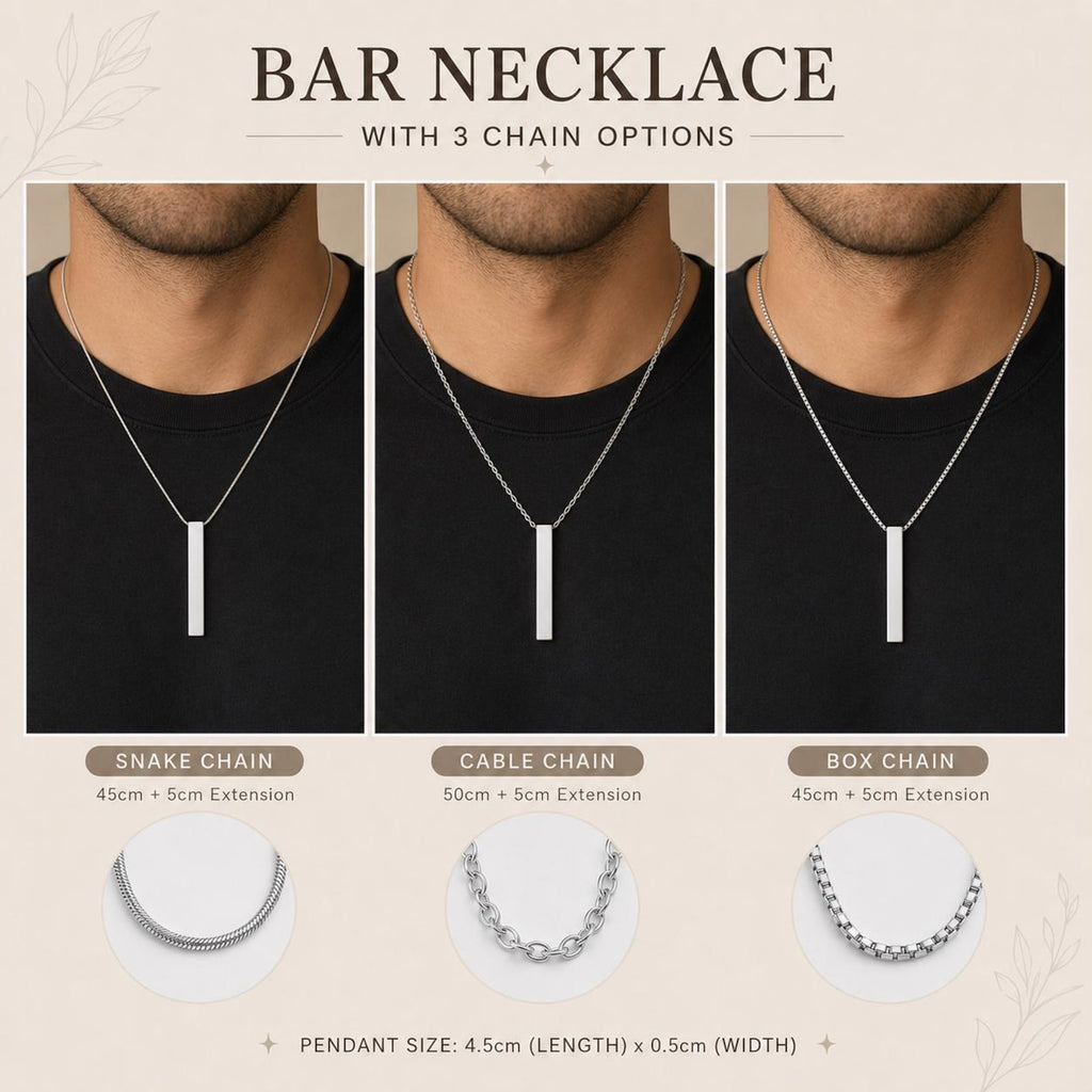Engraved Bar Name Necklace for Men