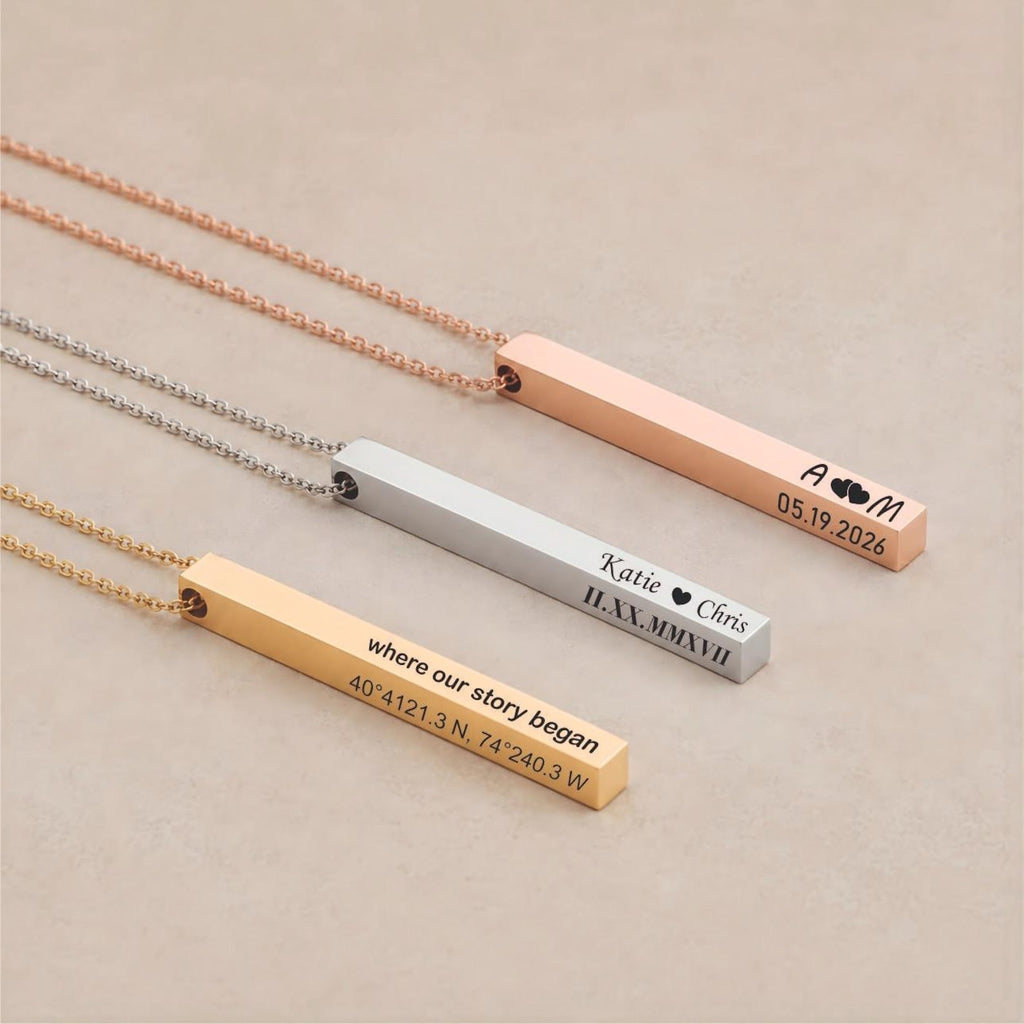 Engraved Bar Name Necklace for Men