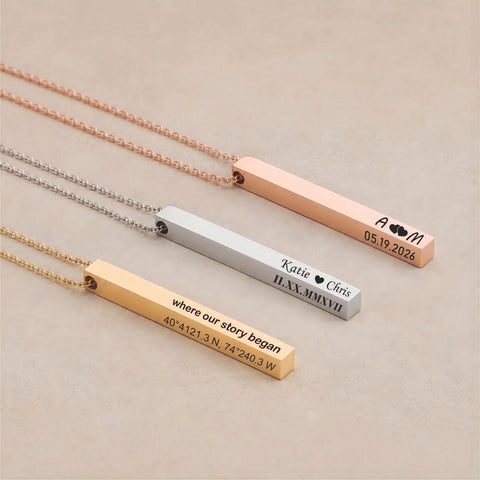 Coordinates Bar Nameplate Necklace