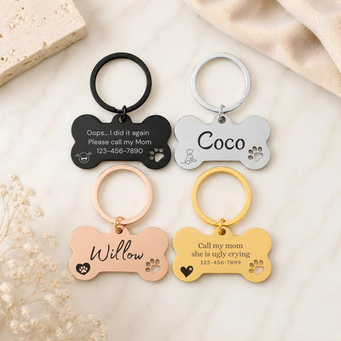 Engraved Bone Pet ID Tag