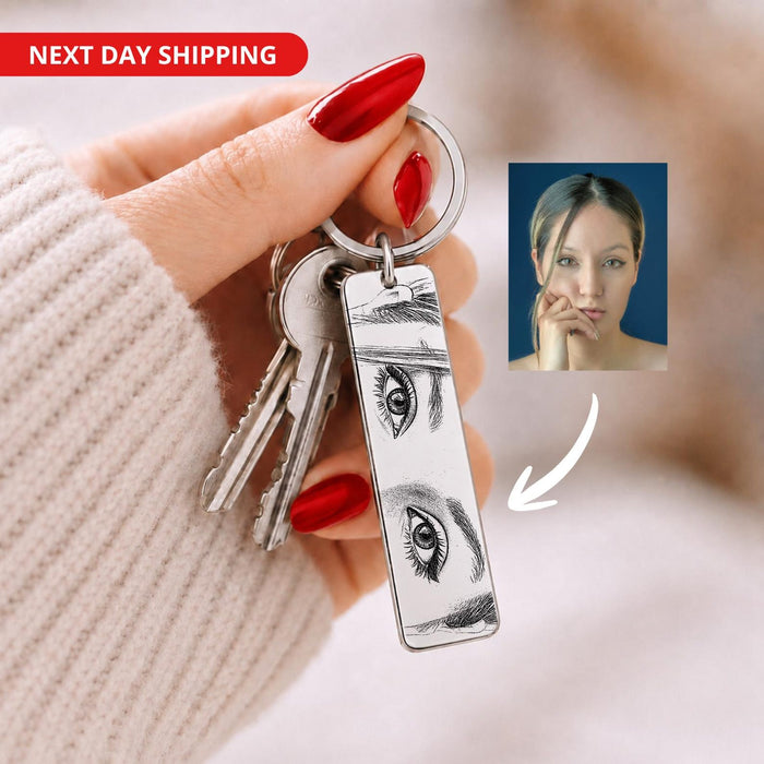 Eye Photo Engraved Keyring