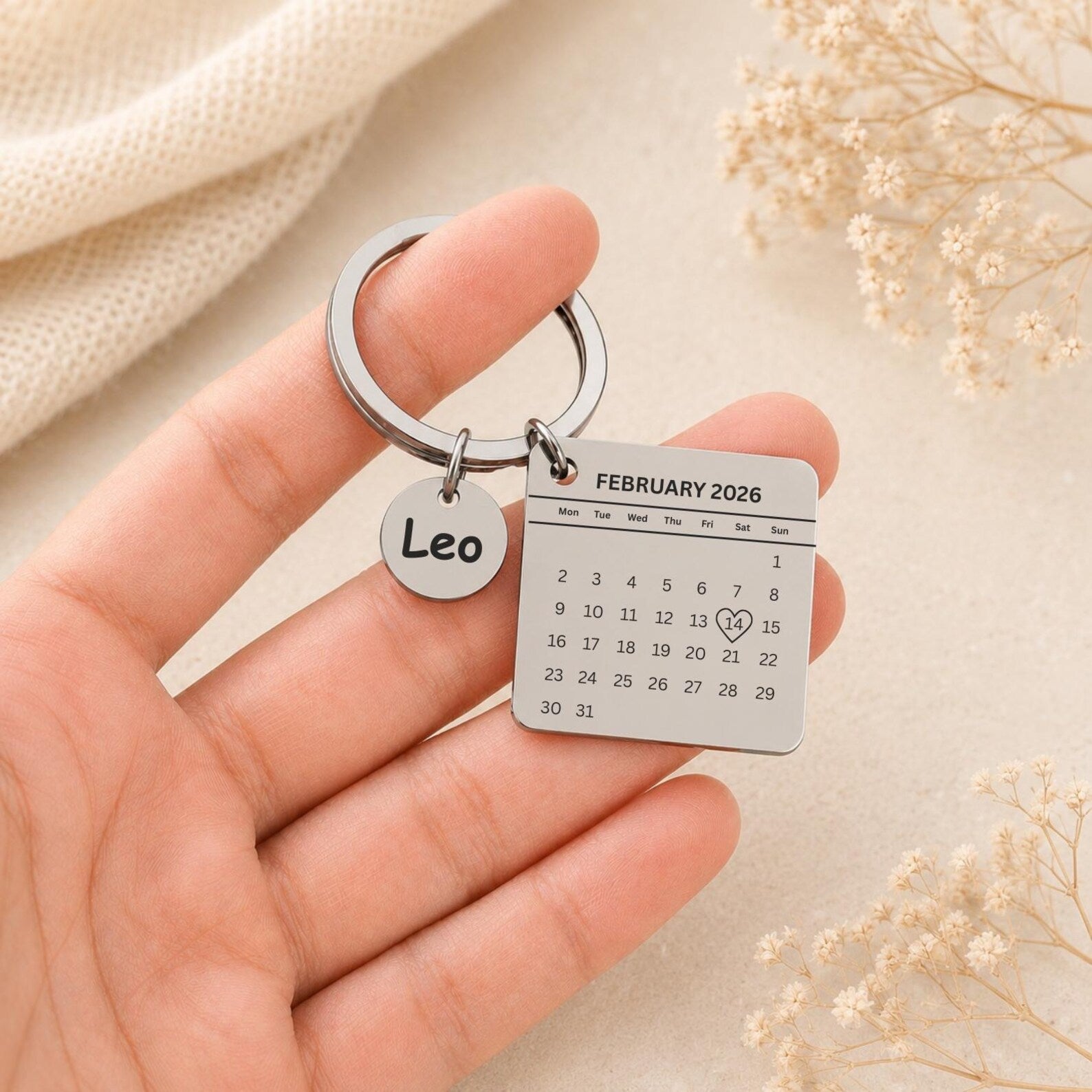 Personalised Calendar Date Keyring