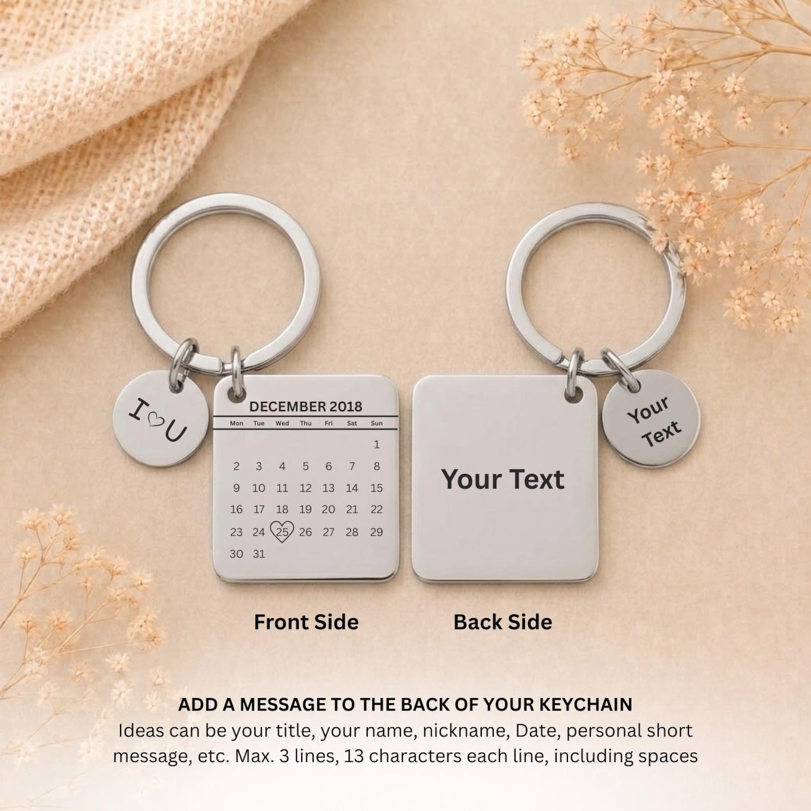 Personalised Calendar Date Keyring