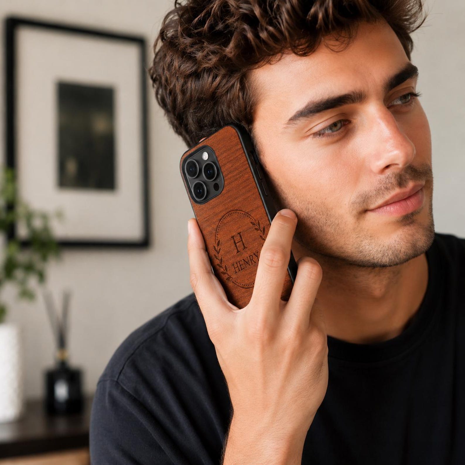 Engraved Wooden Phone Case for iPhone Samsung