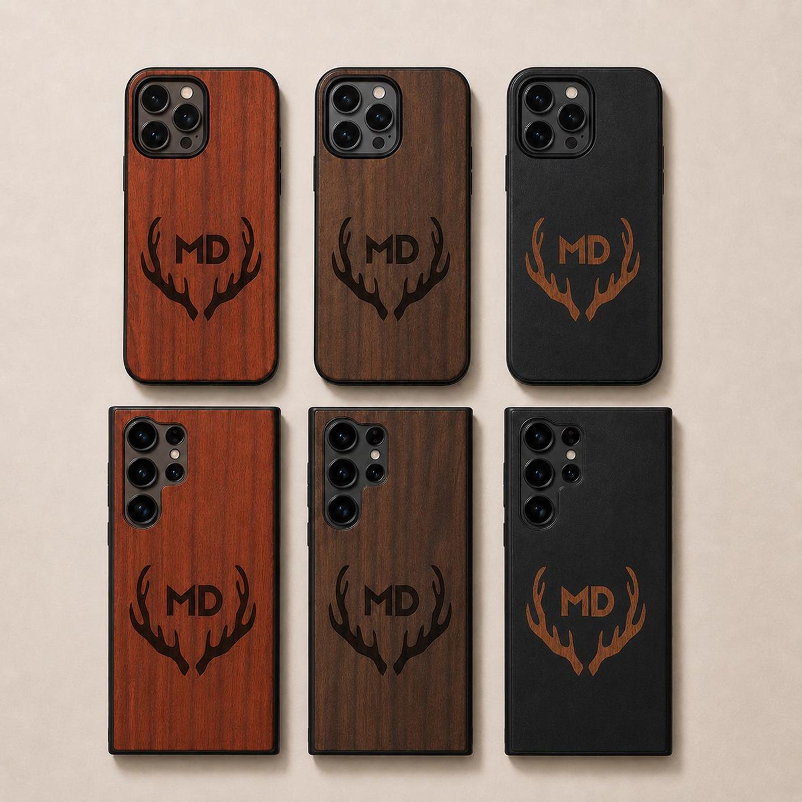 Engraved Wooden Phone Case for iPhone Samsung