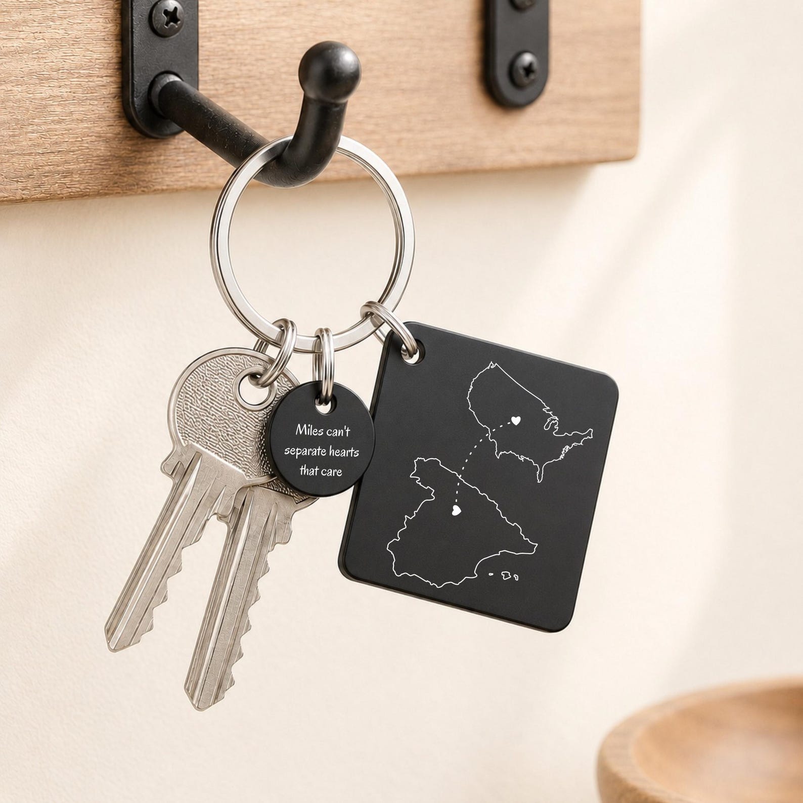 Two Country Map Keyring – Long Distance Gift