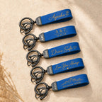 Engraved Leather Name Keyring