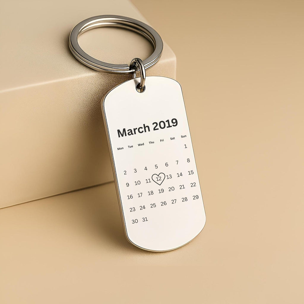 Photo Calendar Date Keyring – Personalised Couple Gift