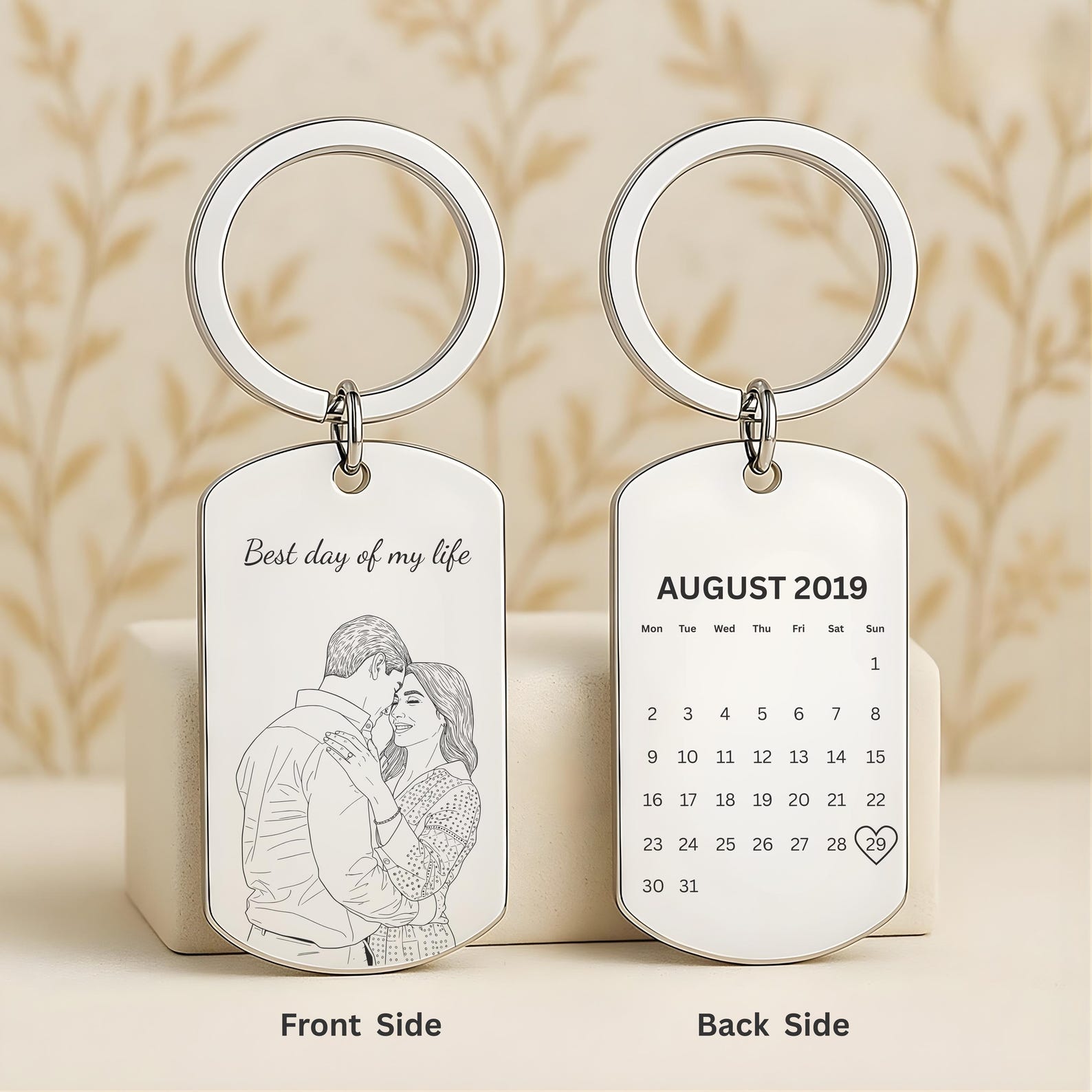 Photo Calendar Date Keyring – Personalised Couple Gift