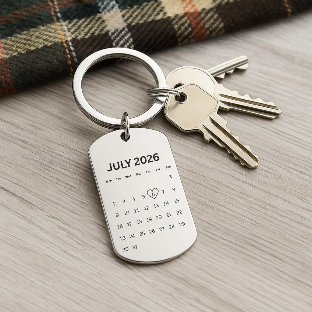 Photo Calendar Date Keyring – Personalised Couple Gift