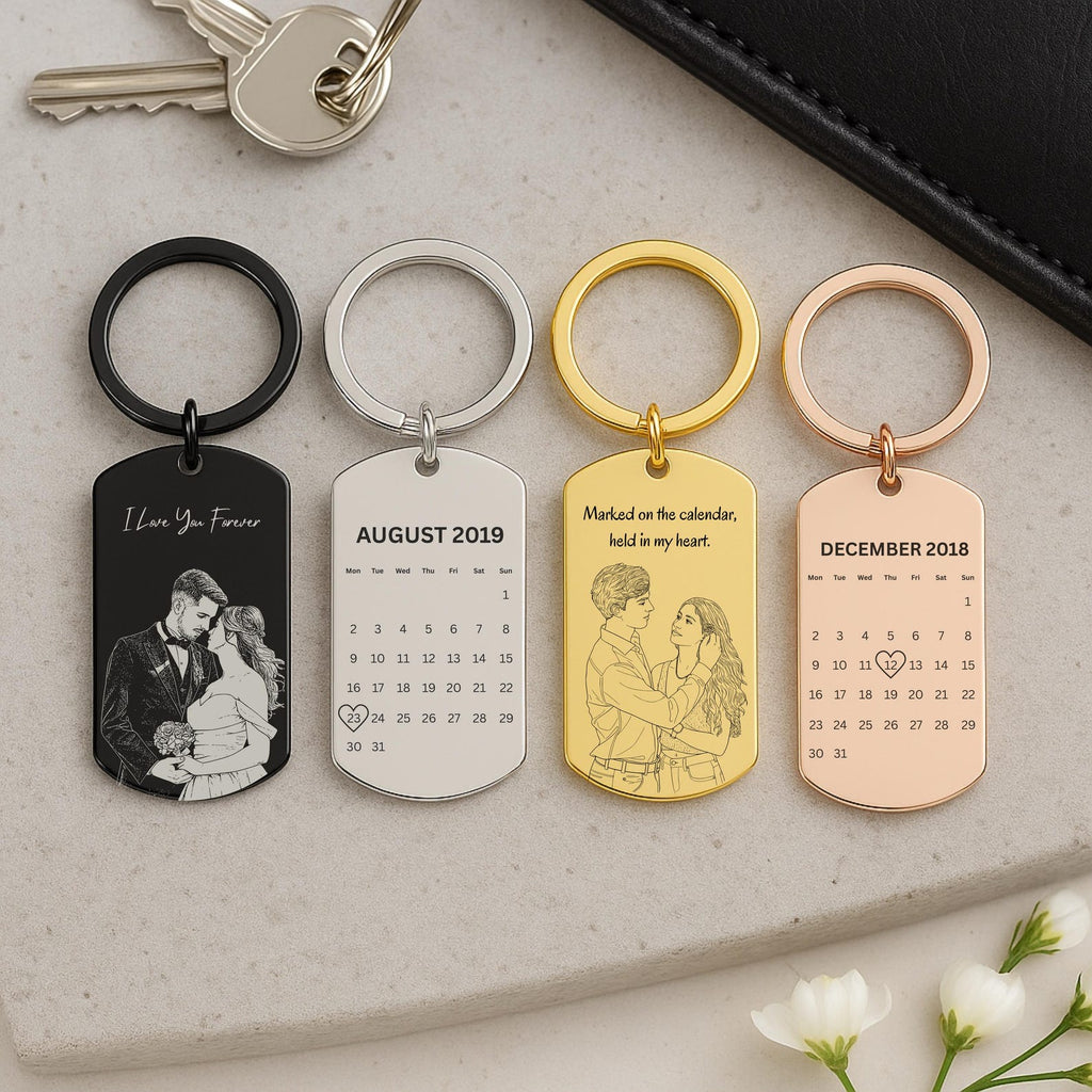 Photo Calendar Date Keyring – Personalised Couple Gift