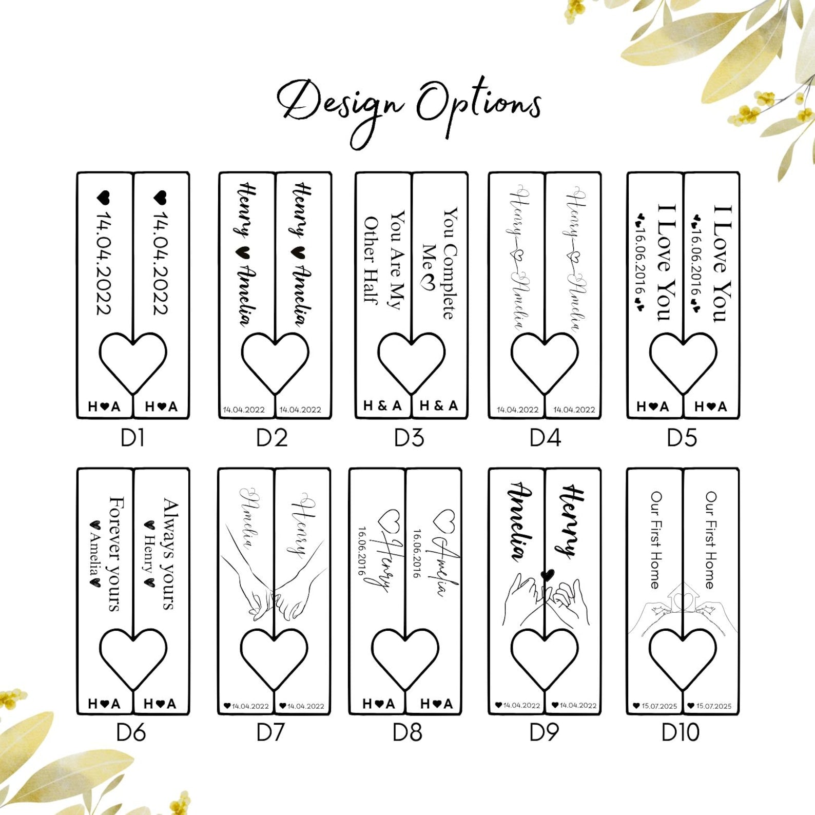 Matching Couple Heart Keyrings – Engraved Initial Set