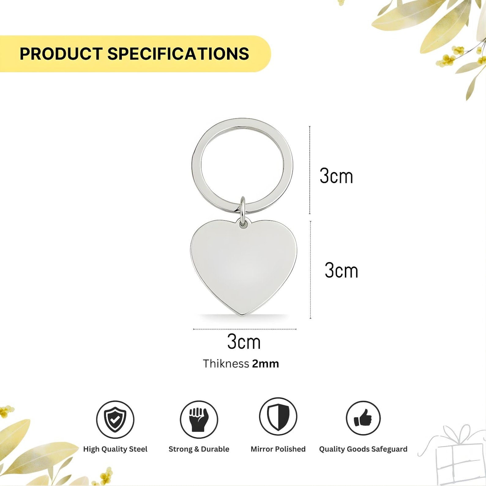 Arabic Name Heart Keyring for Her