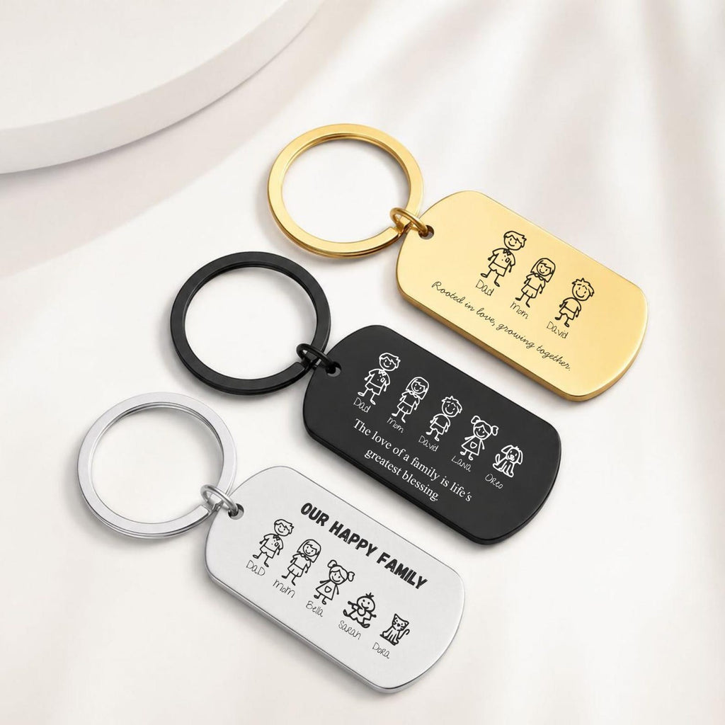 Family Stick Figure Keyring – Personalised Gift