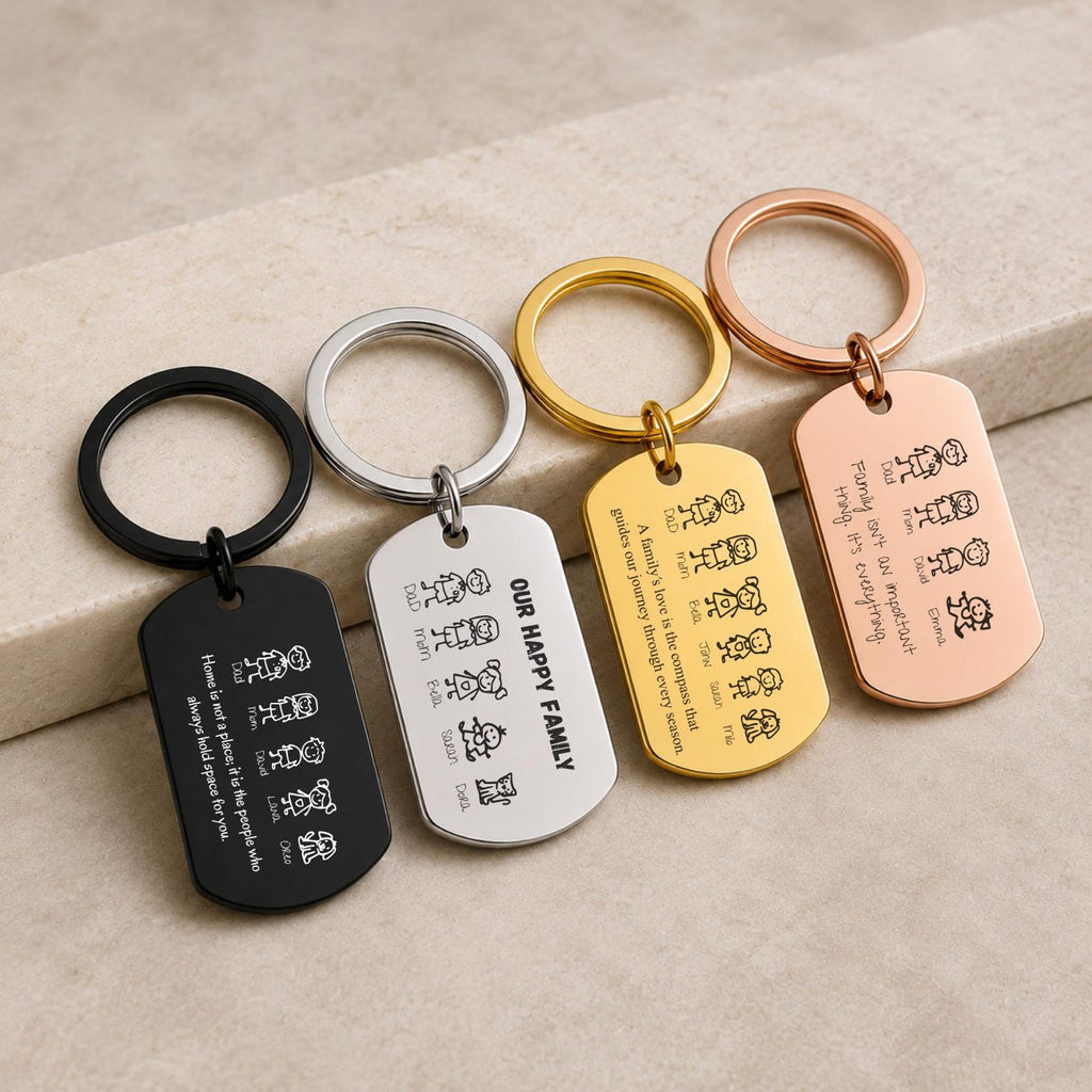 Family Stick Figure Keyring – Personalised Gift
