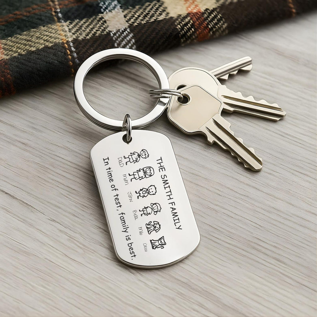 Family Stick Figure Keyring – Personalised Gift