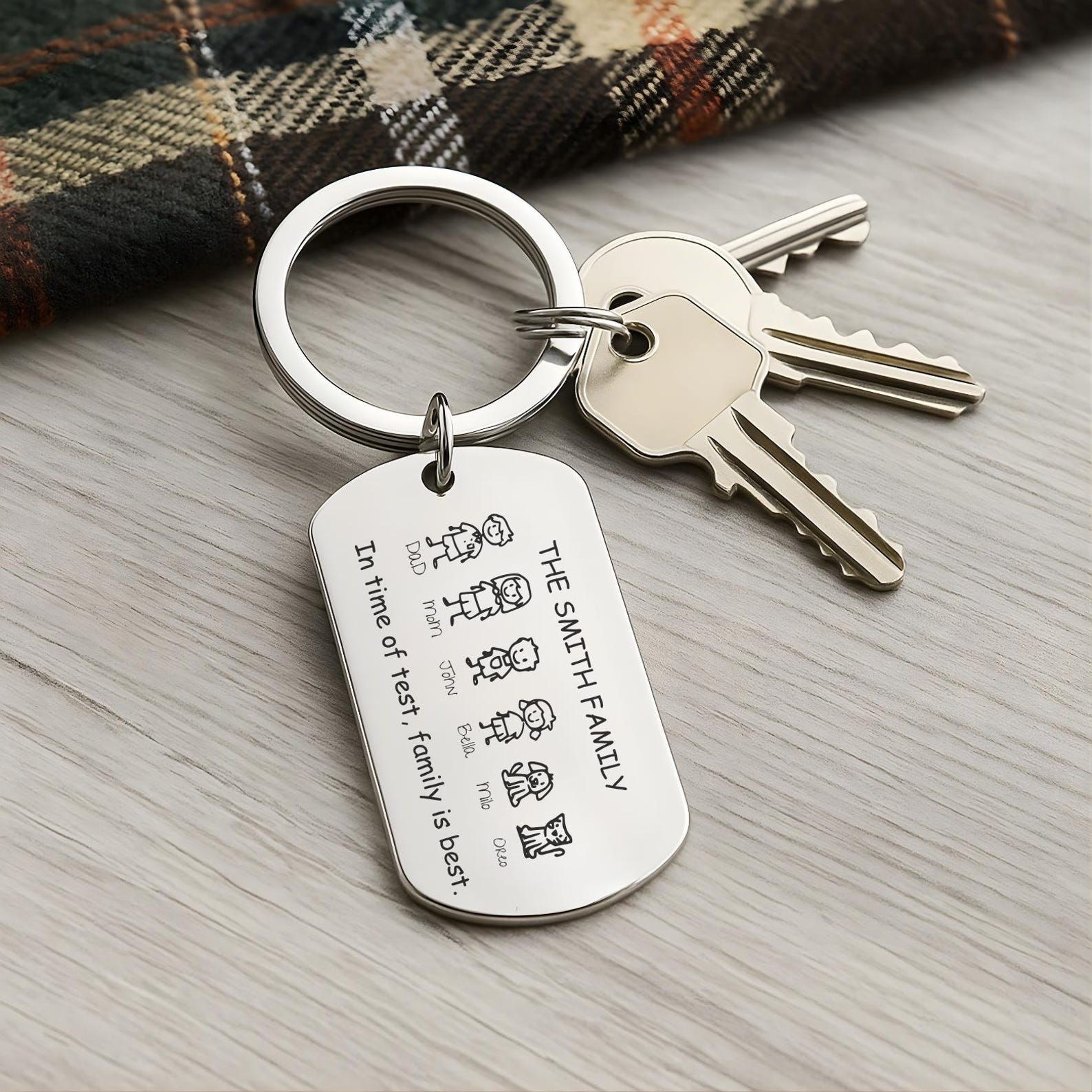 Family Stick Figure Keyring – Personalised Gift