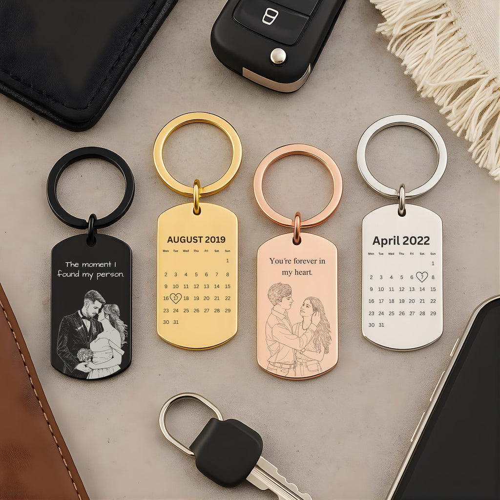 Photo Calendar Date Keyring – Personalised Couple Gift