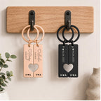 Matching Couple Heart Keyrings – Engraved Initial Set
