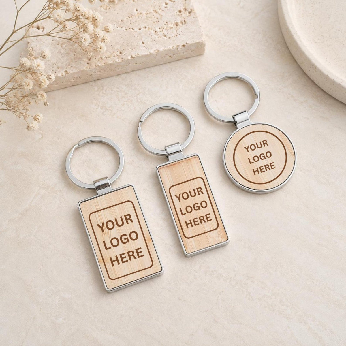 Corporate Logo Wooden Keyring – Business Gift
