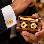 Engraved Cufflinks & Tie Clip Set – Christmas Gift for Him
