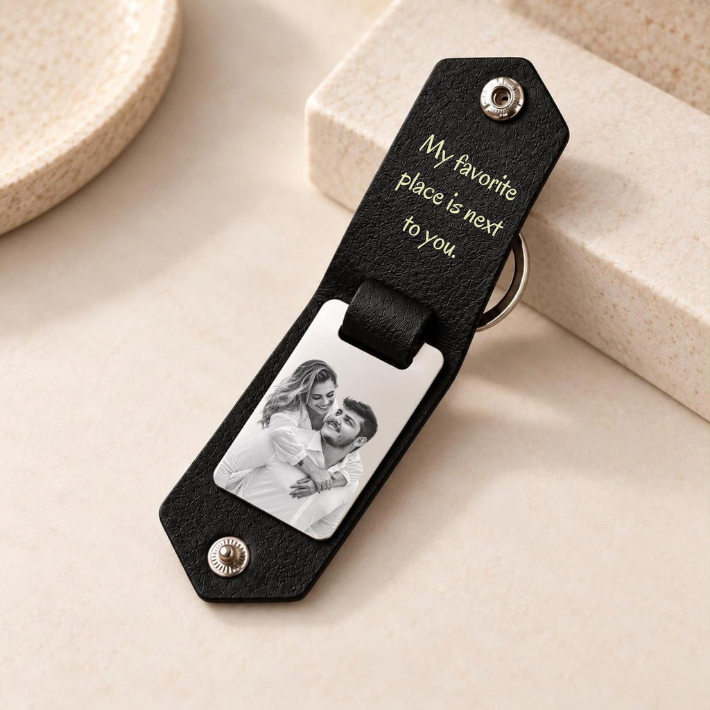 Leather Photo Keychain – Couples Anniversary Gift