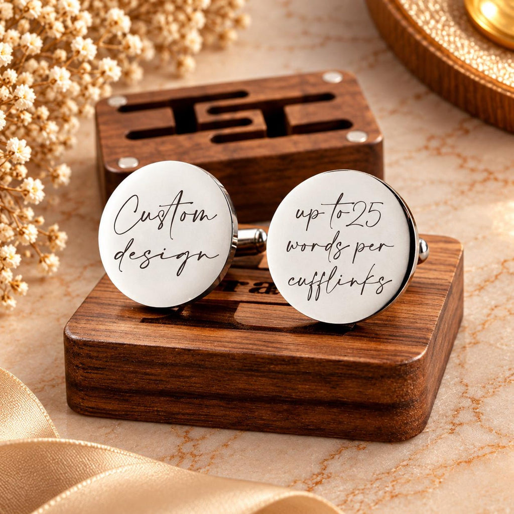 Engraved Cufflinks & Tie Clip Set – Christmas Gift for Him