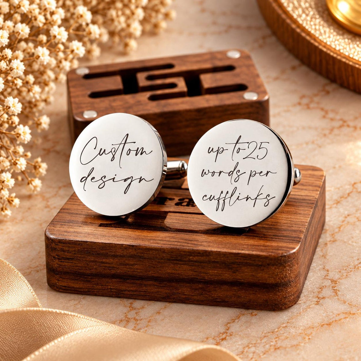 Engraved Cufflinks & Tie Clip Set – Christmas Gift for Him