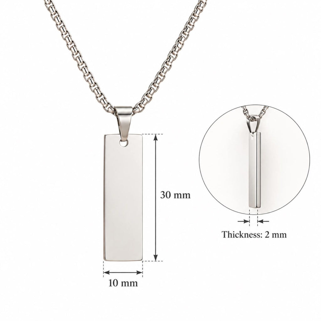 Eye Photo Bar Necklace for Men