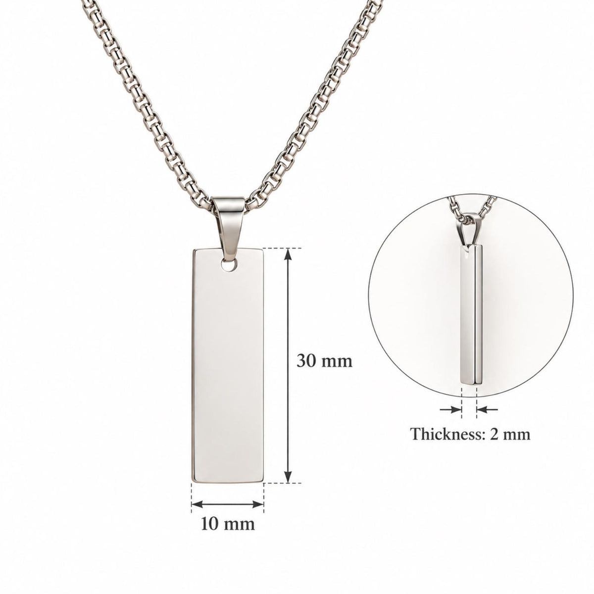 Eye Photo Bar Necklace for Men