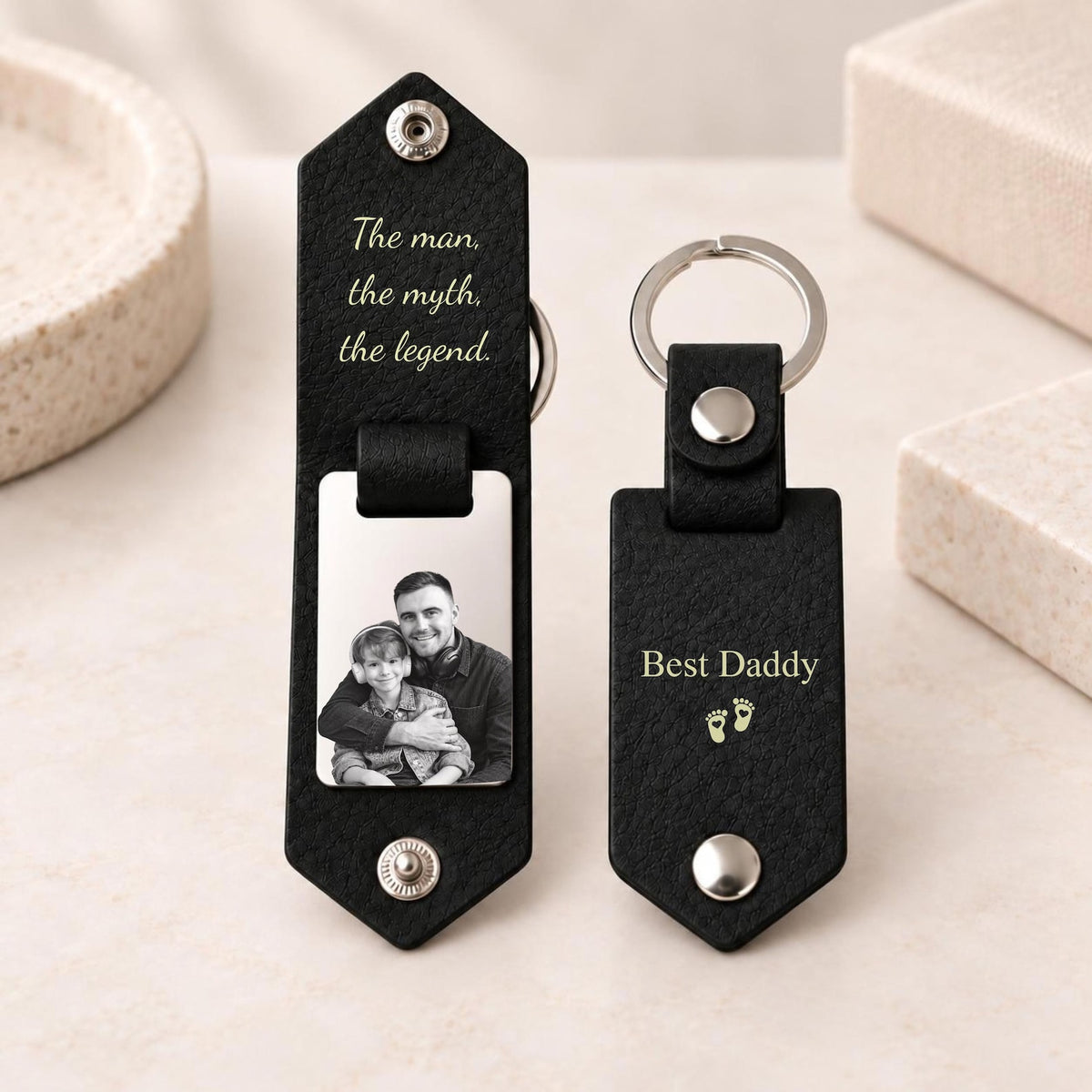 Leather Photo Keychain – Couples Anniversary Gift