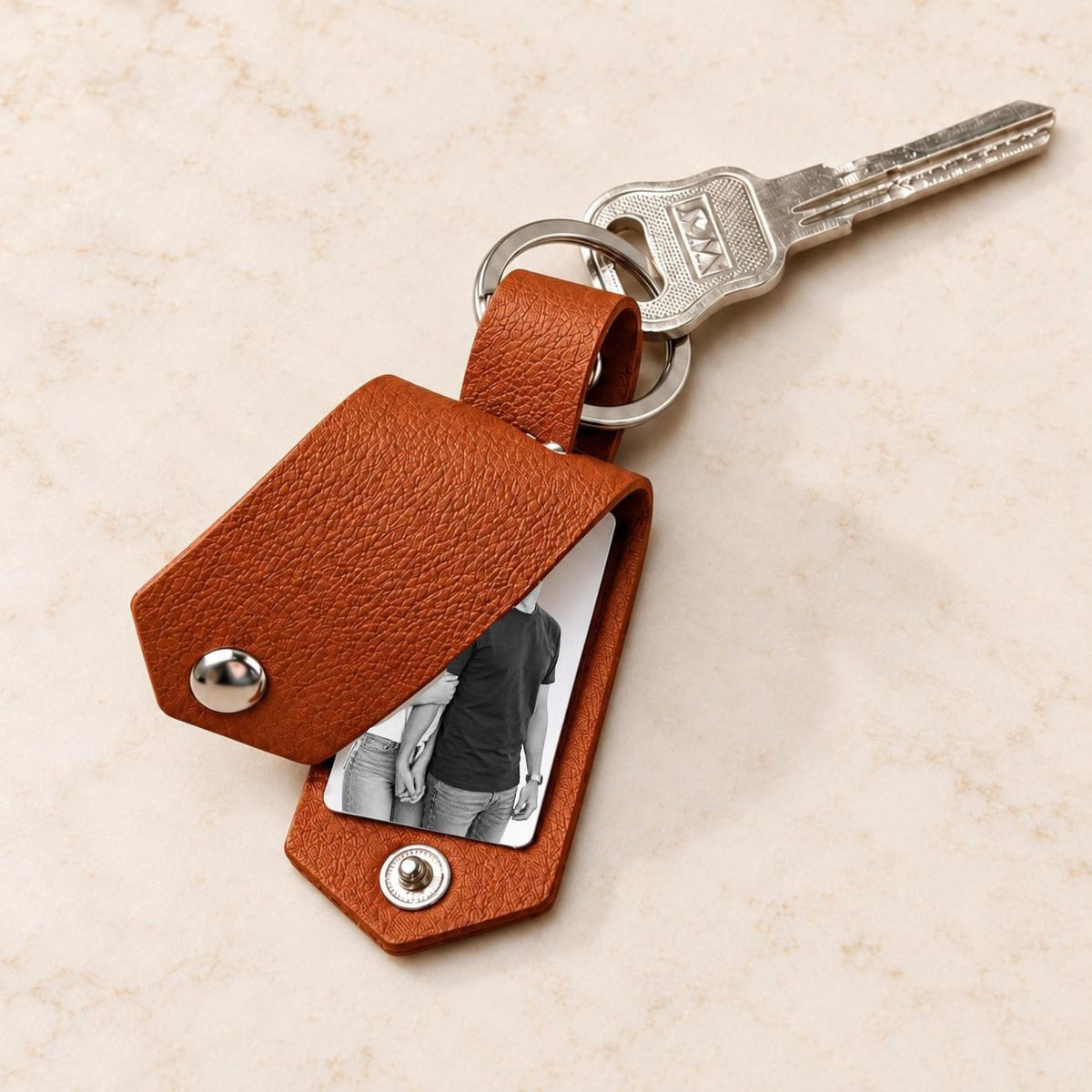 Leather Photo Keychain – Couples Anniversary Gift