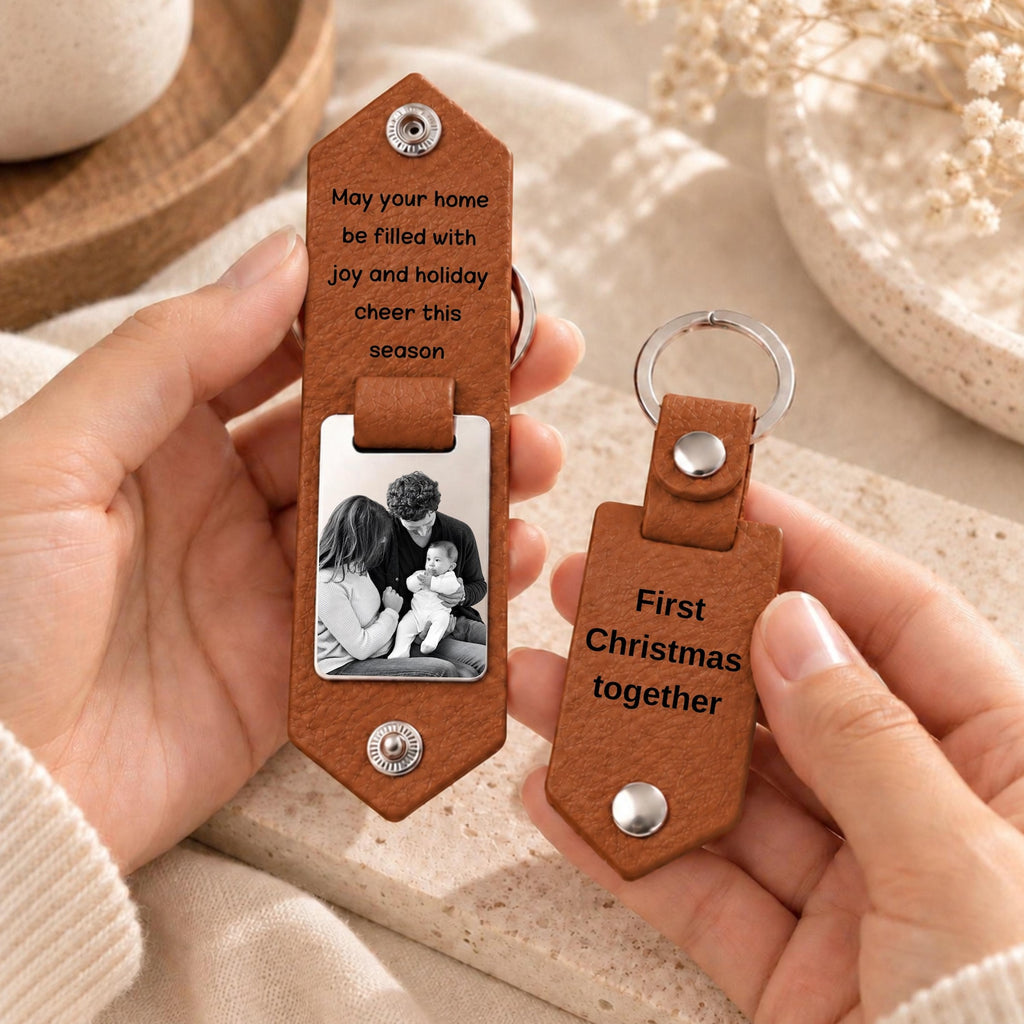 Leather Photo Keychain – Couples Anniversary Gift
