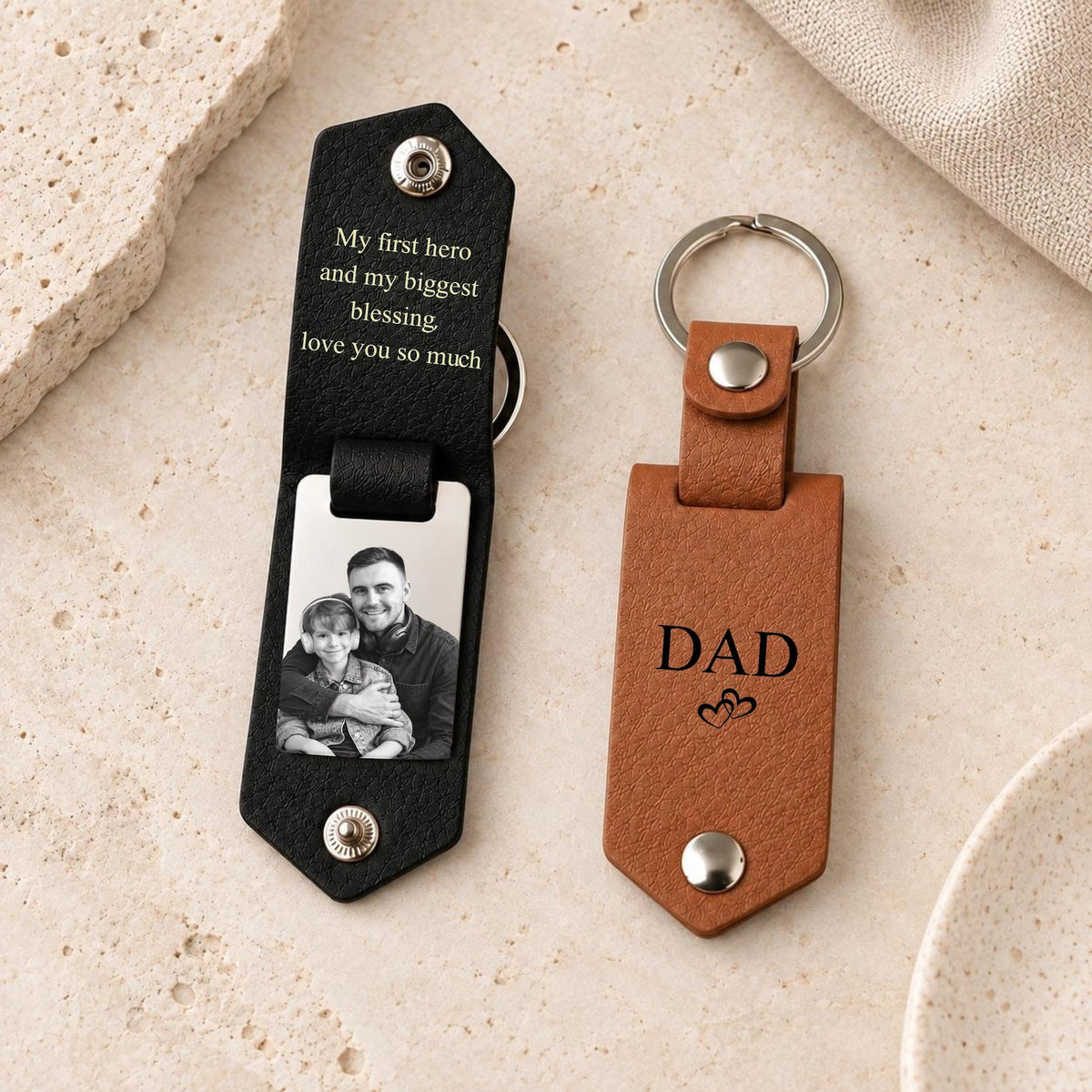 Leather Photo Keychain – Couples Anniversary Gift