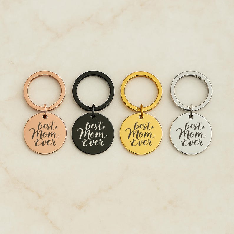 Personalized Round "Best Mom Ever" Keychain