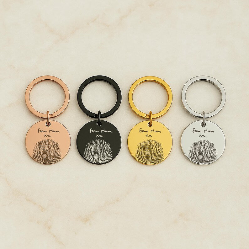 Fingerprint Keychain, Custom Handwritten Keepsake