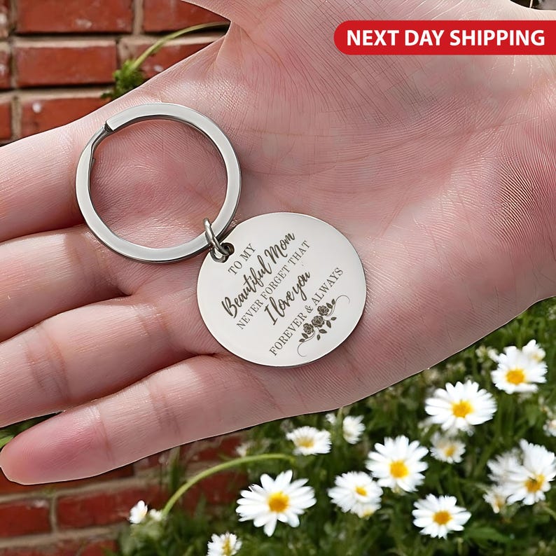Personalized Engraved Mom Stainless Steel Keychain