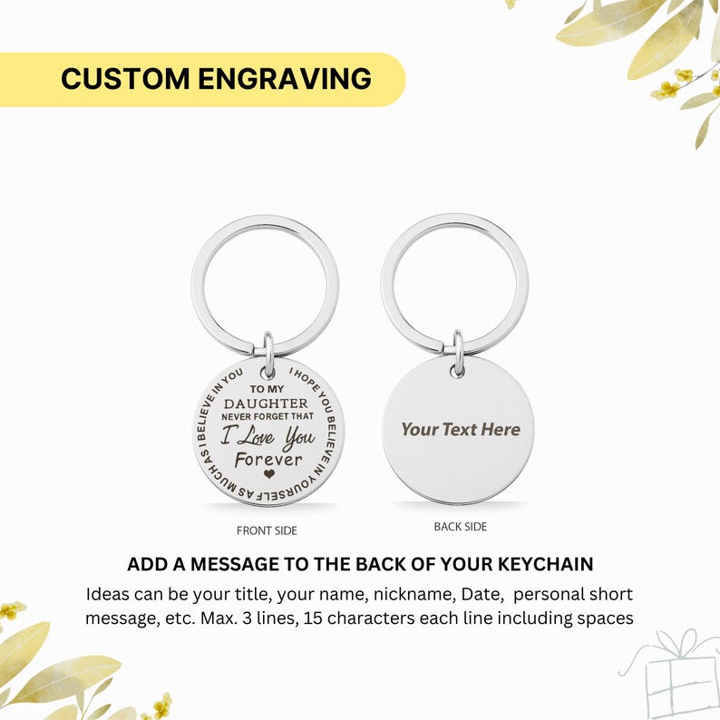 Personalized Double-Sided "To My Daughter" Keychain