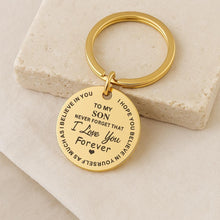 Son Engraved Keychain, Personalized Stainless Steel Gift