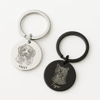 Personalised Round Engraved Pet Portrait Keychain