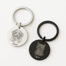 Personalised Round Engraved Pet Portrait Keychain