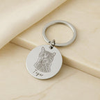 Personalised Round Engraved Pet Portrait Keychain