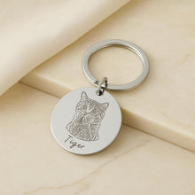 Personalised Round Engraved Pet Portrait Keychain