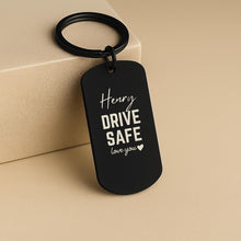 Personalised Stainless Steel Drive Safe Keychain
