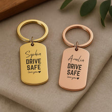 Personalised Stainless Steel Drive Safe Keychain