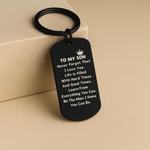 To My Son Keychain - Personalized Inspirational Gift - Durable Stainless Steel Keepsake - Custom Engraved Keyring - Gift For Son