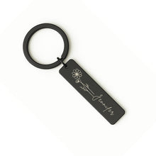 Personalised Stainless Steel Birth Flower Keychain