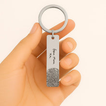 Fingerprint Handwriting Keychain, Custom Engraved Keepsake