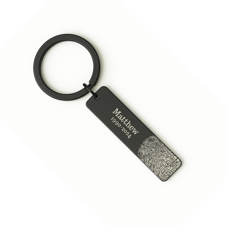 Fingerprint Handwriting Keychain, Custom Engraved Keepsake