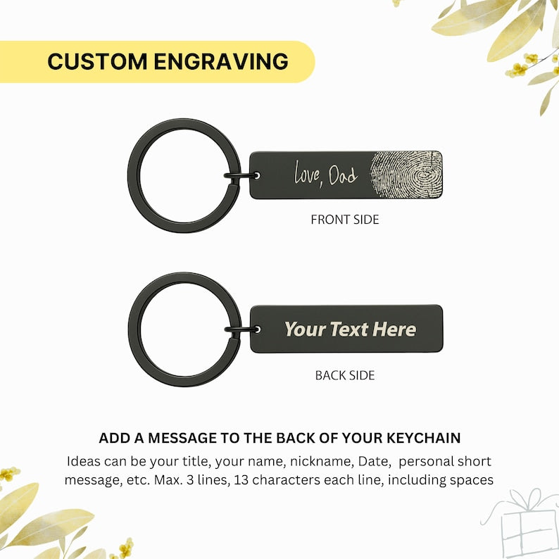 Fingerprint Handwriting Keychain, Custom Engraved Keepsake